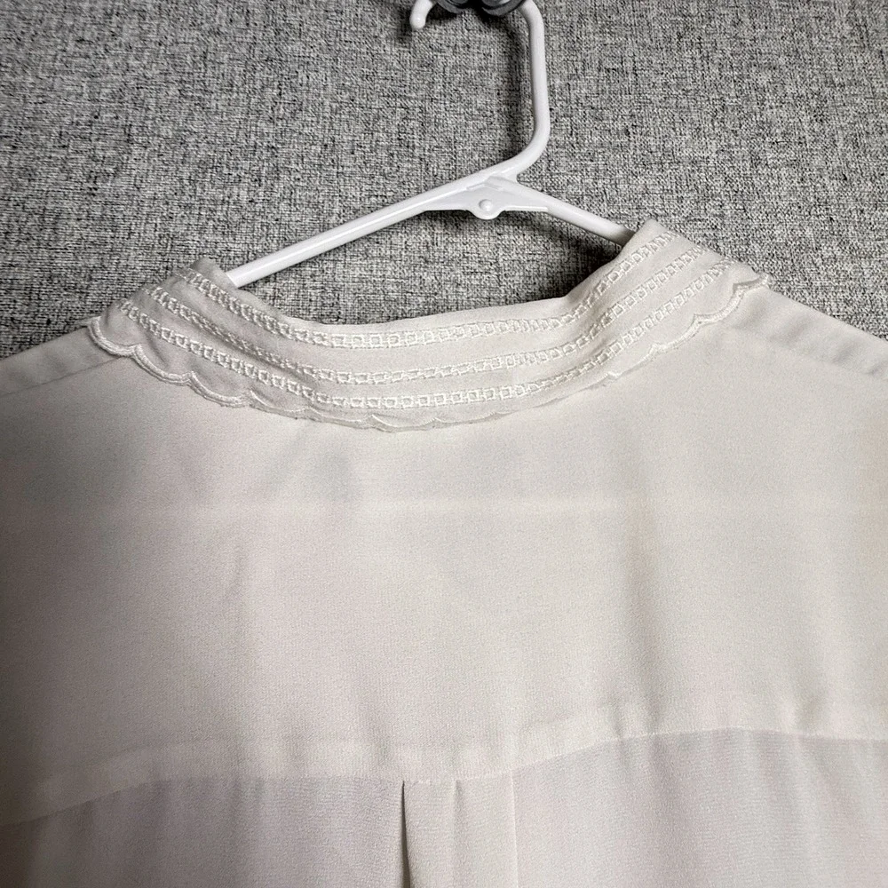 J.‎ Crew Ivory Bone Embroidered Collar Cuffs Long Sleeve Dress Shirt MEDIUM